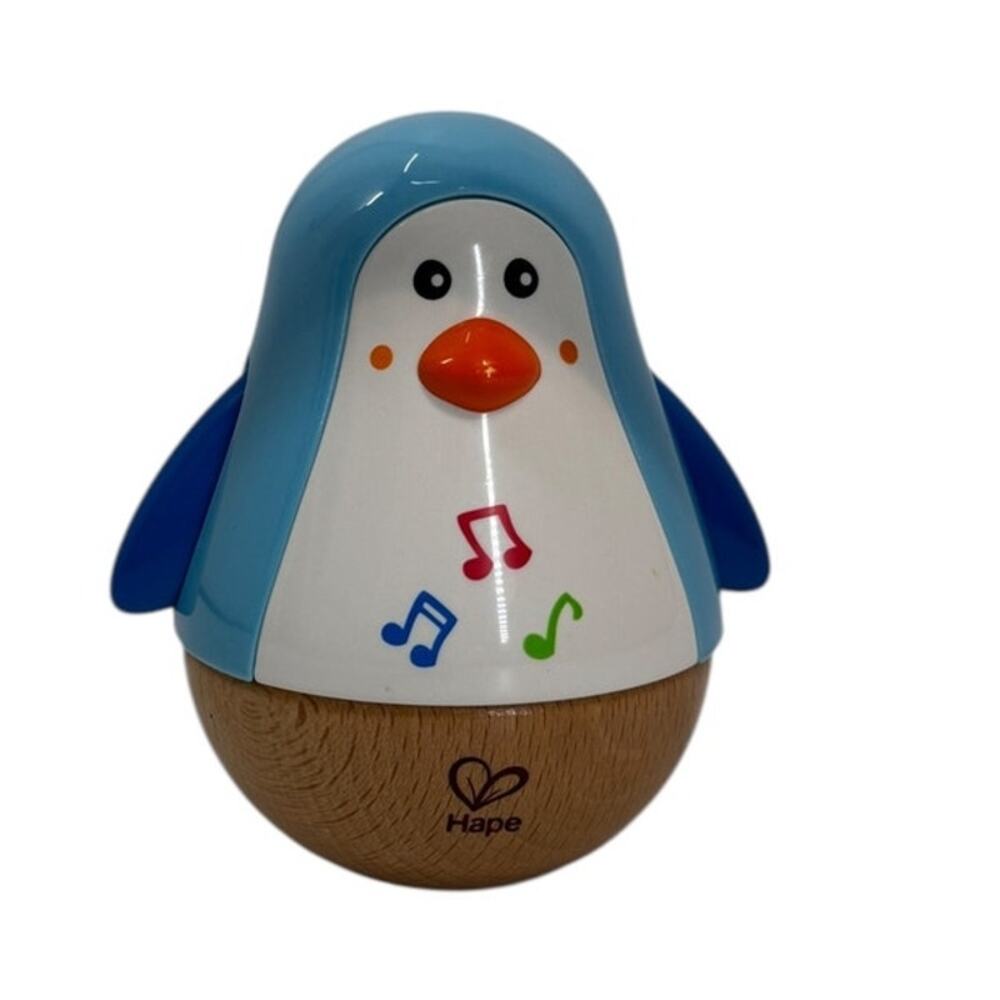 HAPE Rolling Musical Blue Penguin Baby Toddler Development Wobbler Toy